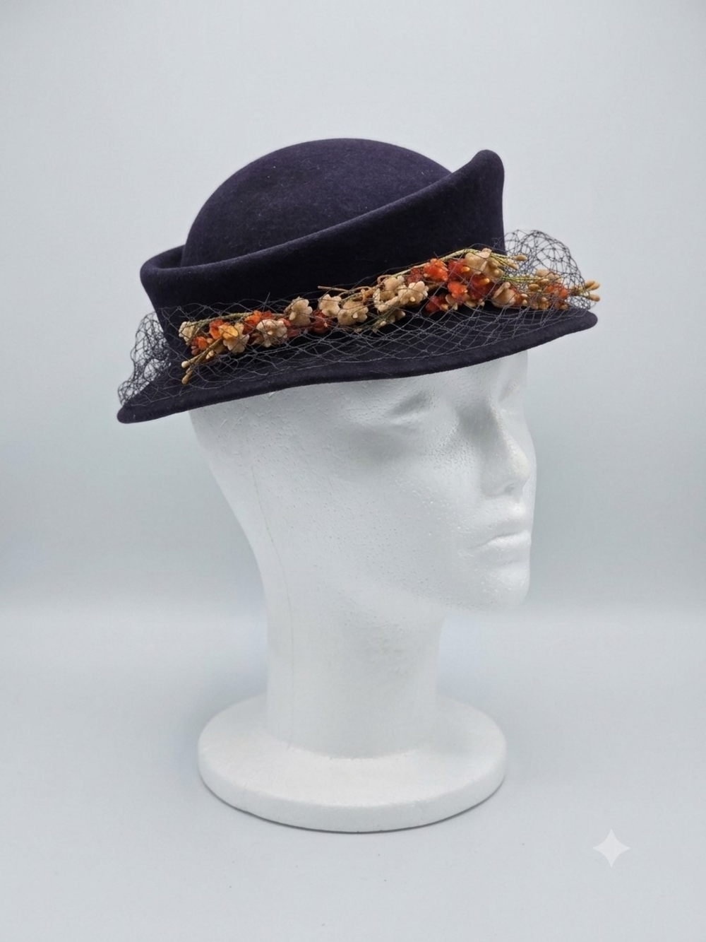 Vintage Glenover by Henry Pollak 1940s Cloche & Bowler Combination Ladies Hat